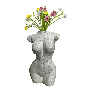 Florero Maceta Forma De Cuerpo Mujer Color Negro Escultura