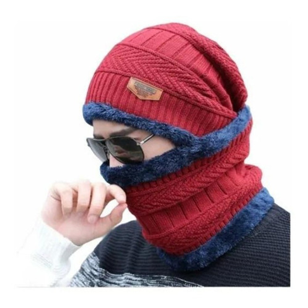 Gorro De Lana Con Interior Chiporro +cuello Tendencia Unisex 4