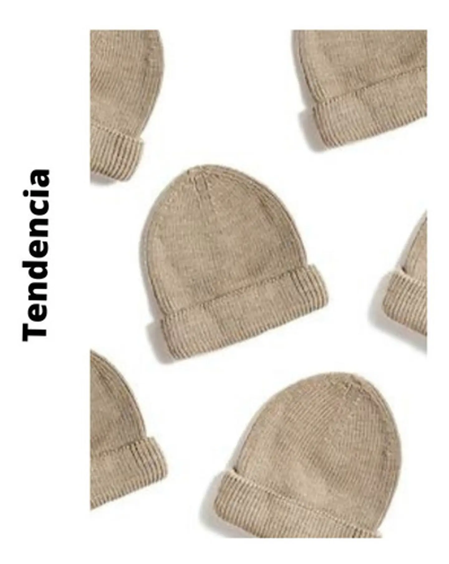 12 Pieza Gorro Beanie Tendencia Lana Adulto Con Doblez Beige 3