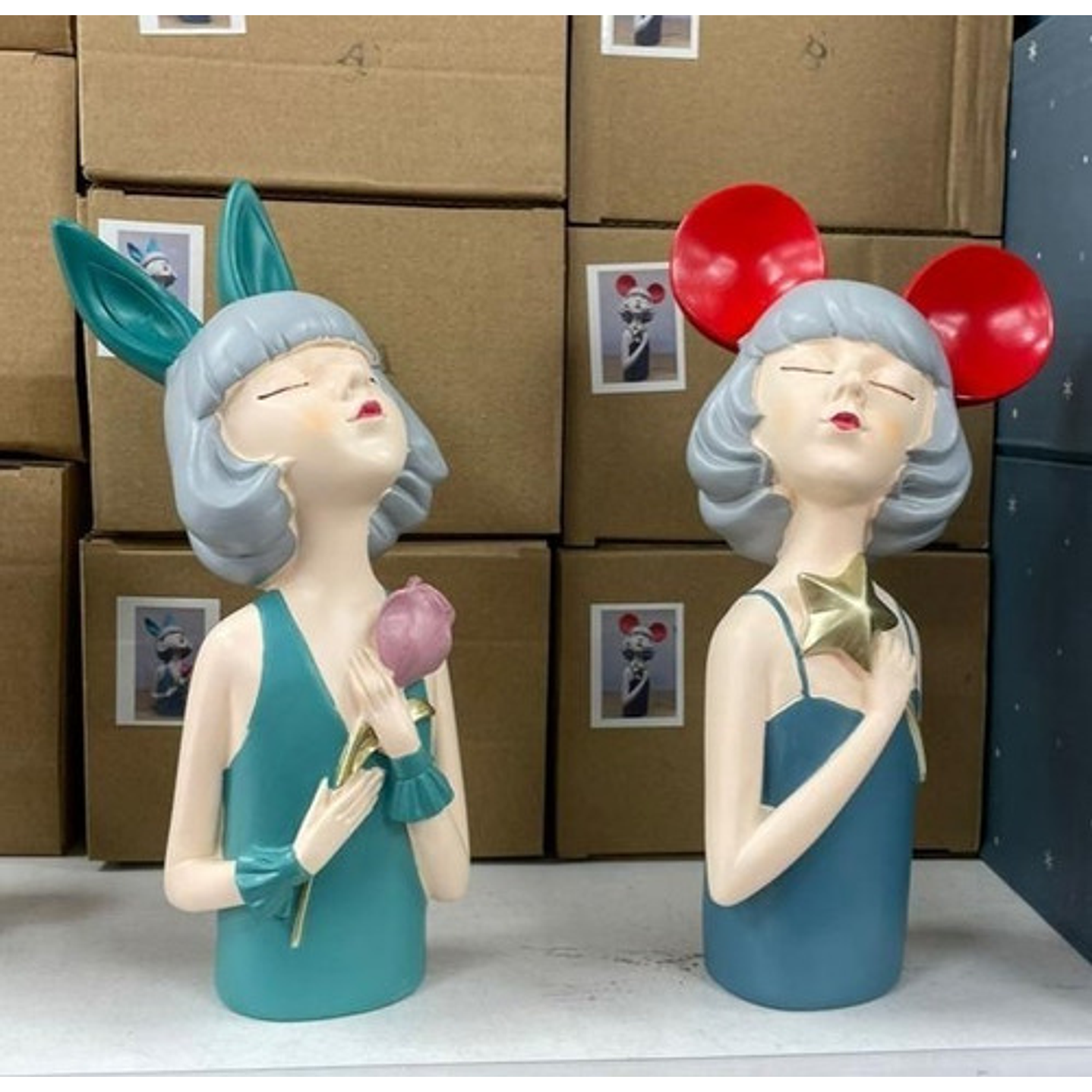 2 Estatuas De Resina Modernas Figura De Chica Estilo Europeo 2