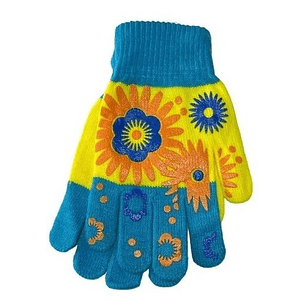 Guantes De Lana Para Invierno Niña Diseño Flores Talla S