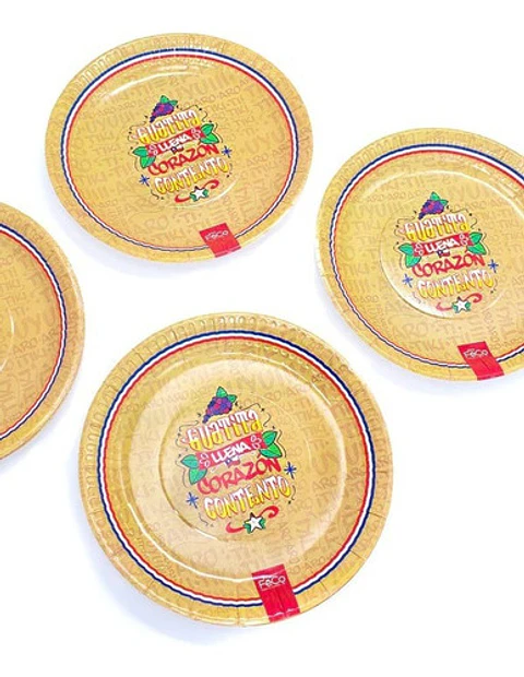 12 X  Plato De Carton Desechables Uso Comun 23x23 Patrias