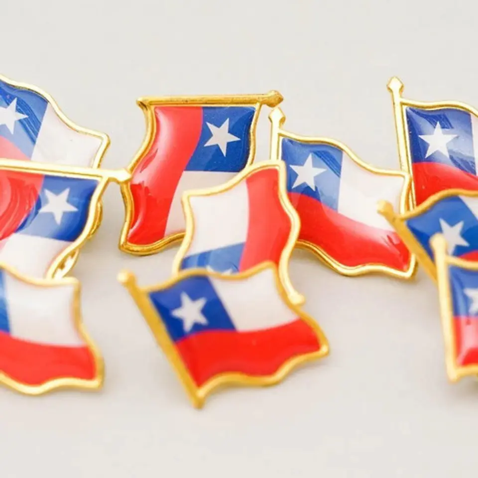 36x Piocha, Pin, Bandera Chilena Metálica, Botón, Chile 2