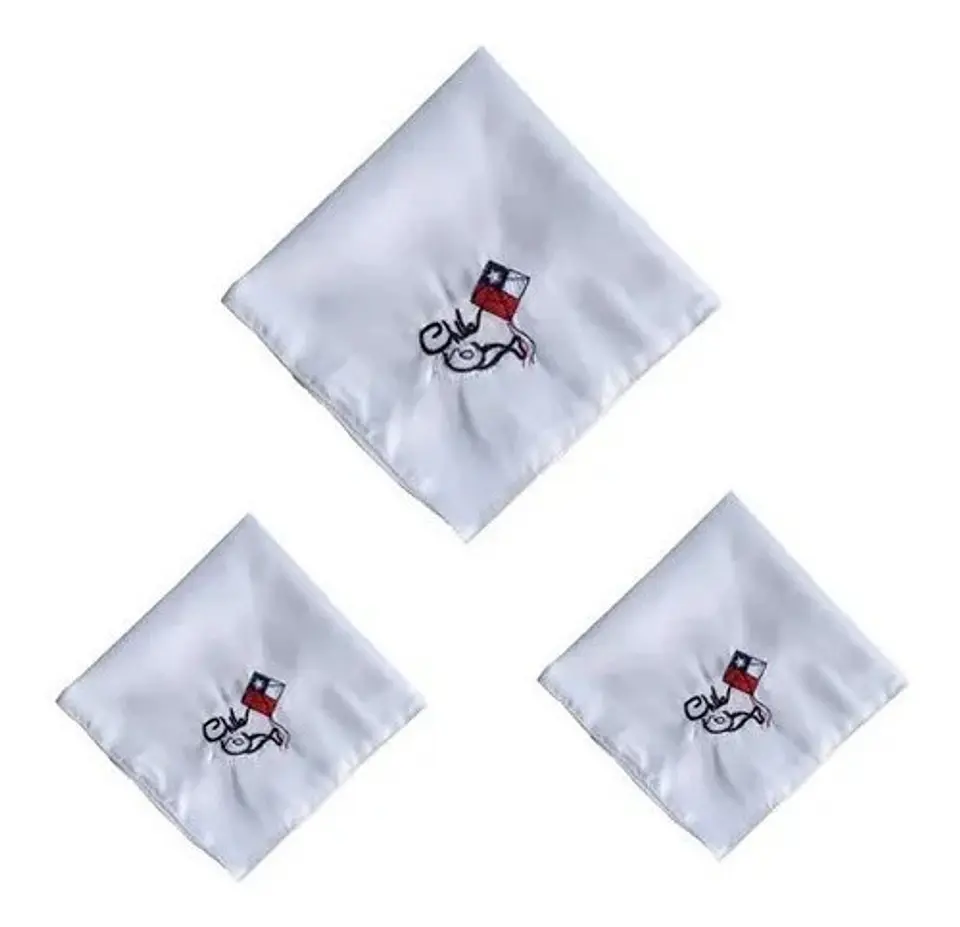 Pack 12 Pañuelos Blancos Bordados Para Baile Cueca Diseño Volantín 2