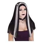 Peluca Morticia Para Disfraz Larga Personajes Morticia X1 Un 1