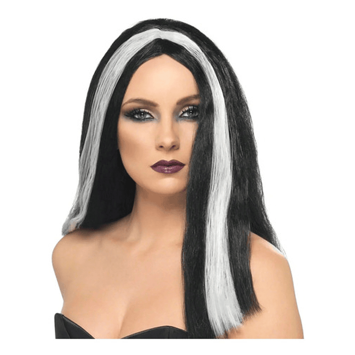 Peluca Morticia Para Disfraz Larga Personajes Morticia X1 Un 2