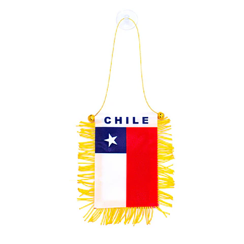 Bandera Colgante Chile Flecos Dorados 8x12 Cm X12 Uni