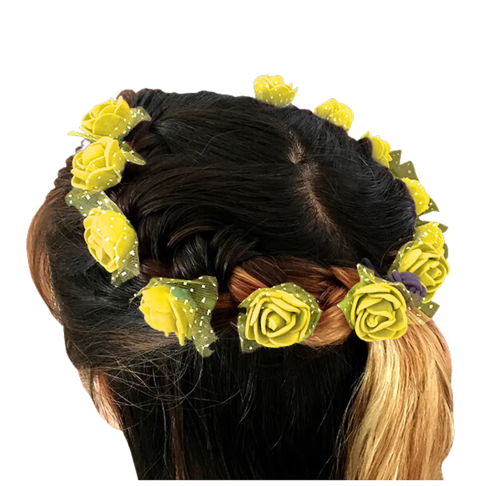 Cintillo De Flores Besito Goma Eva Diseño Corona Colores Mix 12