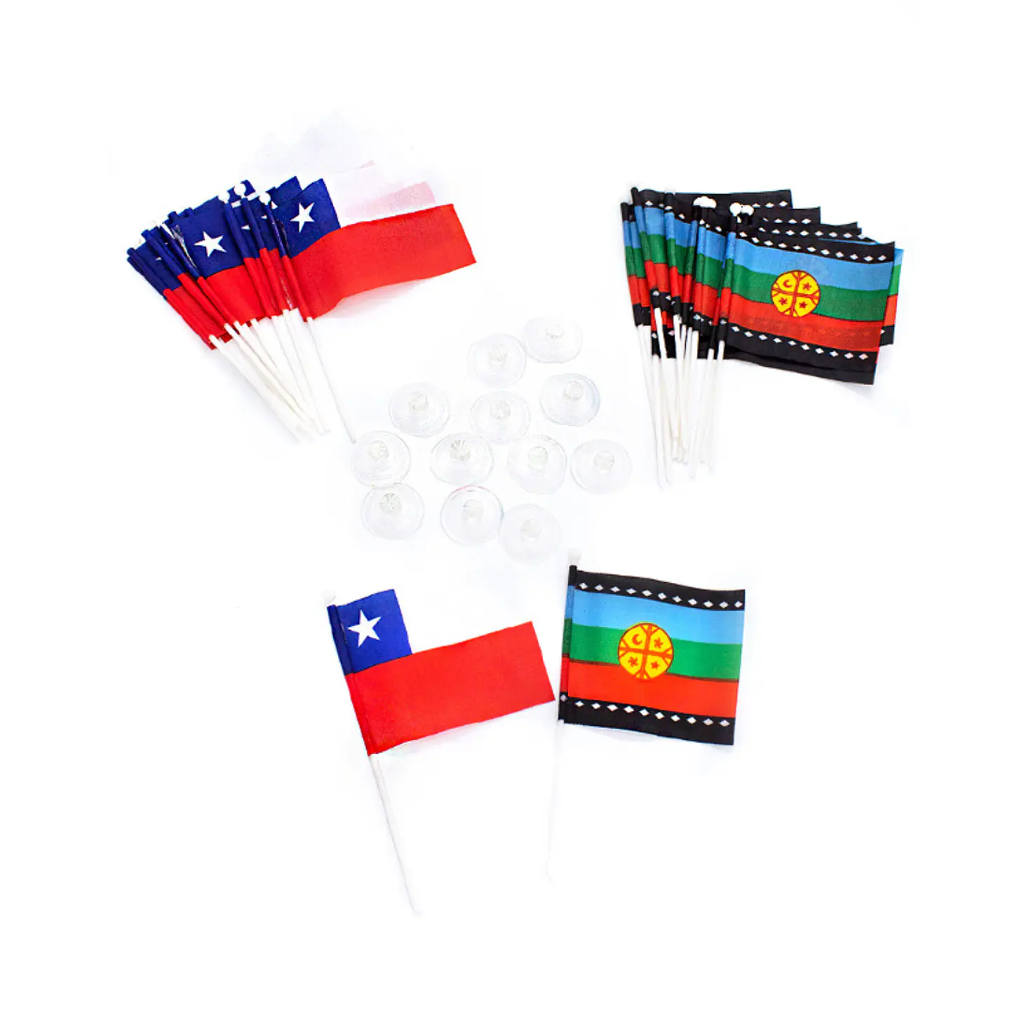 Bandera Chupete Chile/mapuche 6x9 Cm X12 Uni 1