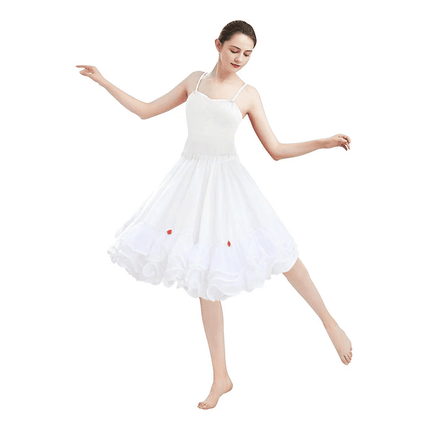 Falso Vestido Mujer Cueca Competencia Folklore Blanco