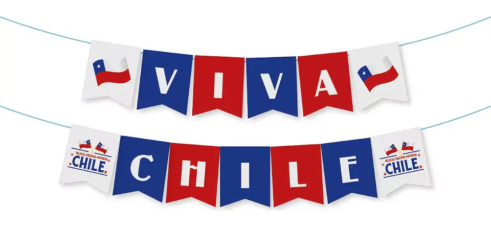 Guirnalda Fiestas Patrias Viva Chile Bandera Chile 1