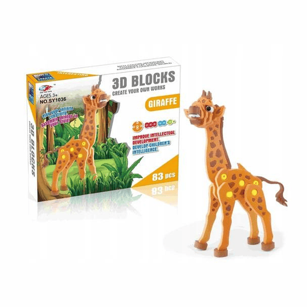 Rompecabeza 3d Blocks Giraffe 83 Pcs, Regalo Para Los Niños