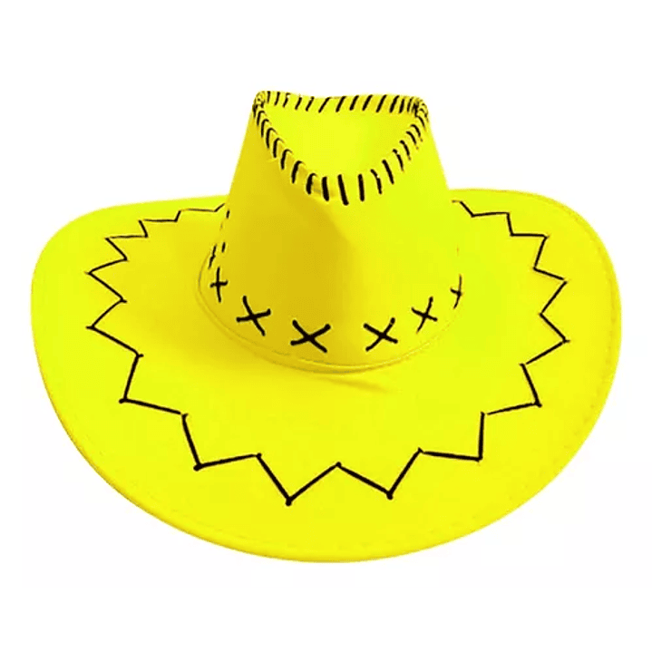 Sombrero Vaquero Cowboy Cuerina Liso Adultos Fluorecentes 1