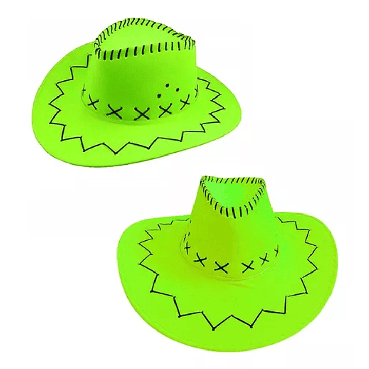 Sombrero Vaquero Cowboy Cuerina Liso Adultos Fluorecentes 6