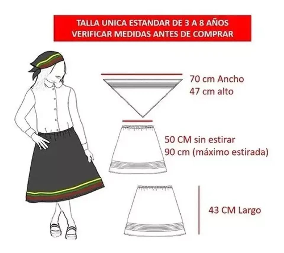 Traje Nortino Niña- Juvenil Baile / Fiestas Patrias Disfraz 4