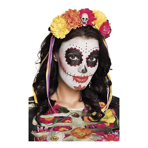 Cintillo Catrina Skull Halloween Disfraz Flores Variocolor