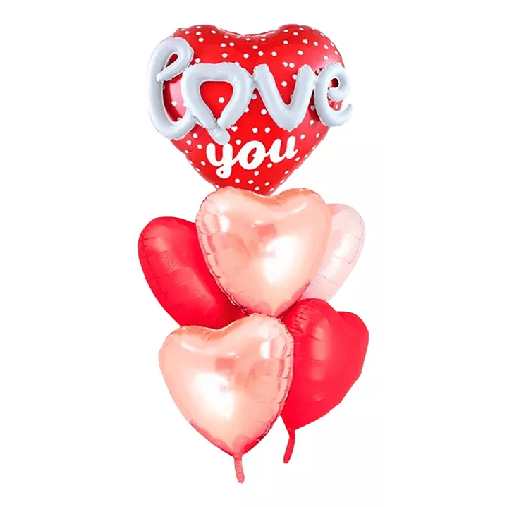 Set De Globos Corazones Diseño Love 10 piezas San Valentin