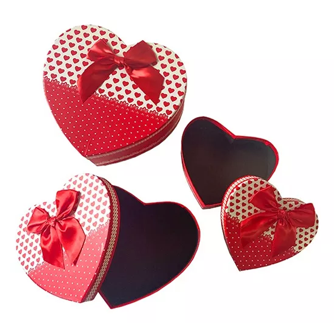 Cajas Corazón Para Regalo 3 Medidas San Valentin Triple 3