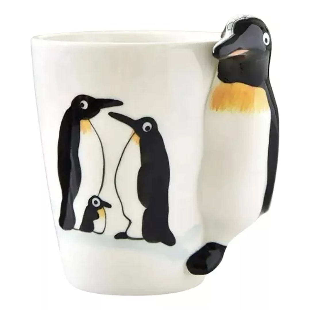 Taza Bonitas Tazón Pintada A Mano Con Diseño De Pingüino. 1