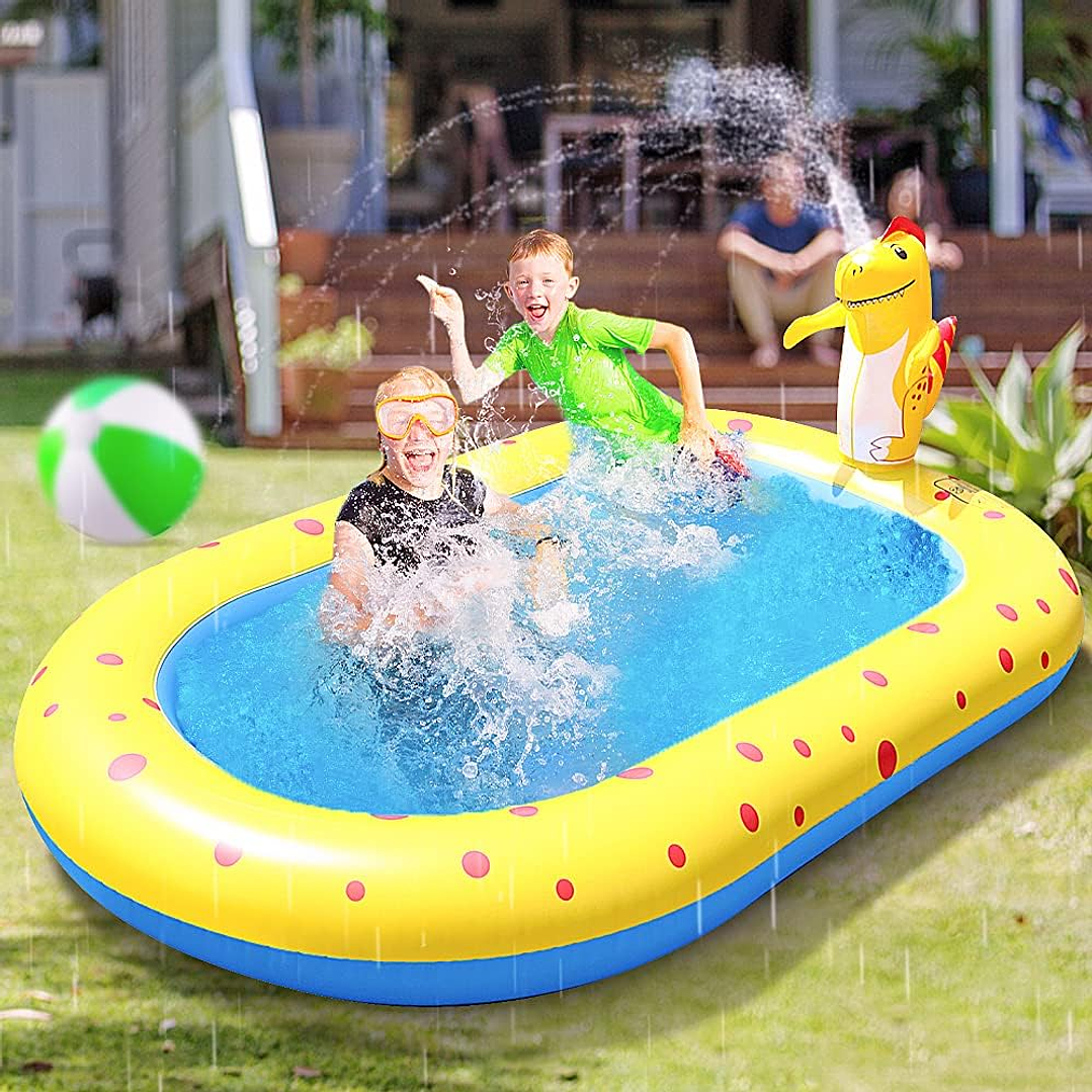 Piscina Inflable Y Chorros Dino 170 Cm Entretenidas Niños 4