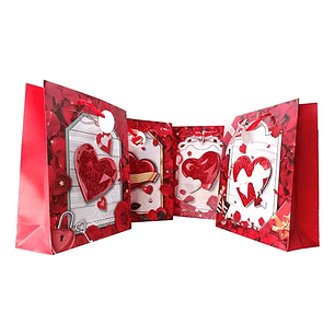 Pack 12 Bolsas De Regalo Diseño Corazón 3d 30x40 Cms