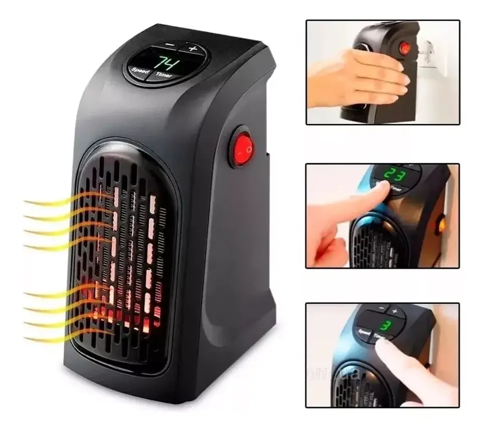 Calefactor Mini Termo Ventilador Portátil Eléctrico 400w Color Negro 2