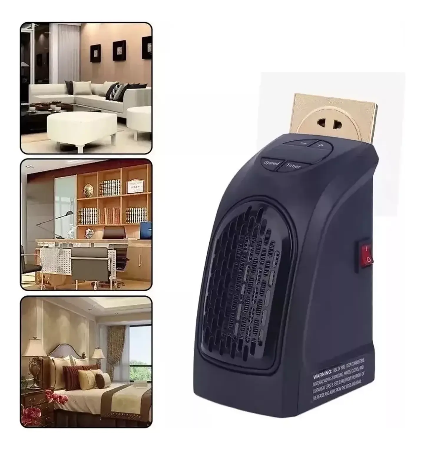 Calefactor Mini Termo Ventilador Portátil Eléctrico 400w Color Negro 3