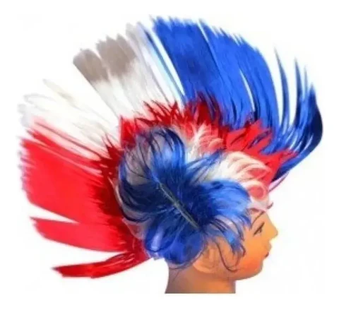 Peluca Punk Chile Cotillón Peluca Chile Punk Tricolor X1 Uni