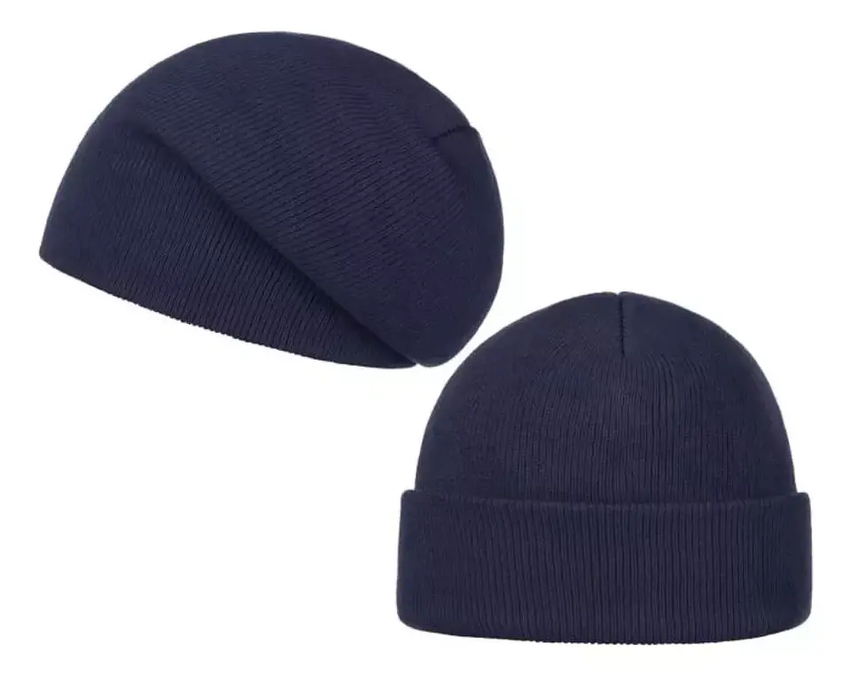 Gorro Beanie De Lana Adulto Con Doblez Forro Polar 3