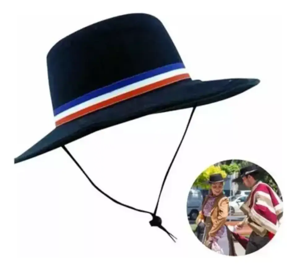 Sombrero Con Cinta Tricolor Huaso Adulto Niño Chupalla 2