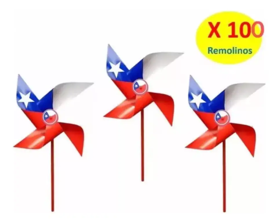 Pack 100 Remolinos Bandera Chilena Fiestas Patrias 2