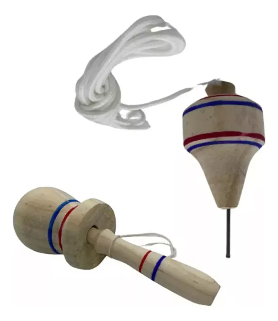 Pack Trompo Más Emboque De Madera Juego Tradicional Chile 1