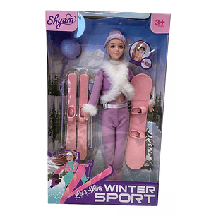 Muñeca Esquiadora Alpino Articulada Con Accesorios