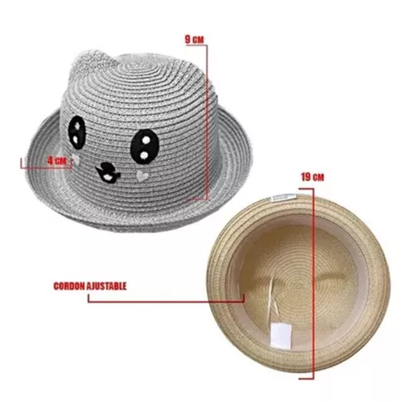 Sombrero De Verano Con Oreja De Gato De Niñas, Ekolmac 2