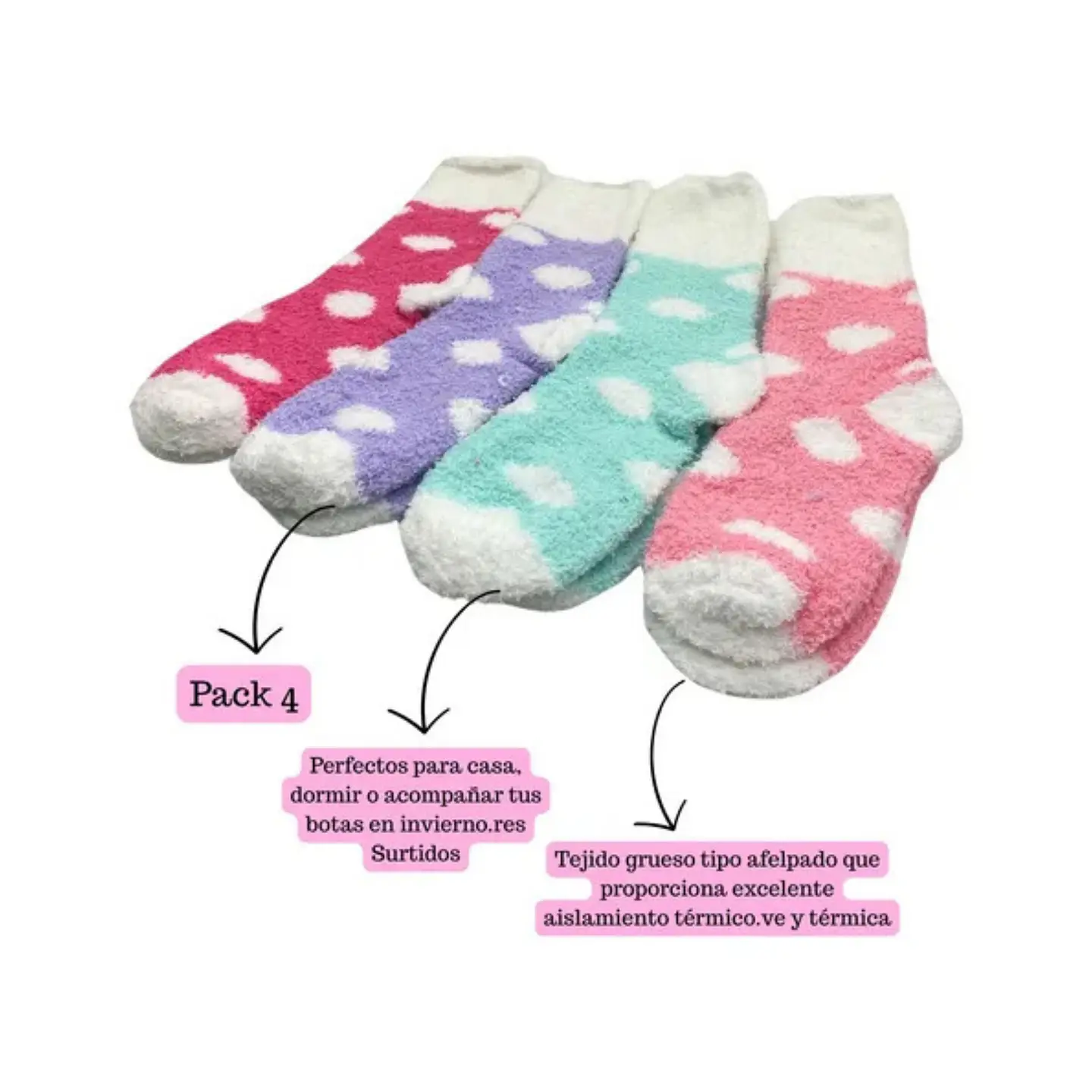 Pack 4 Pares de Calcetines Largos Térmicos para Mujer – Colores Surtidos 2