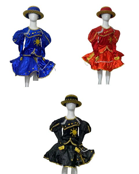 Traje Caporal Niña Con Falso Incluye Sombrero Fiestas Patria