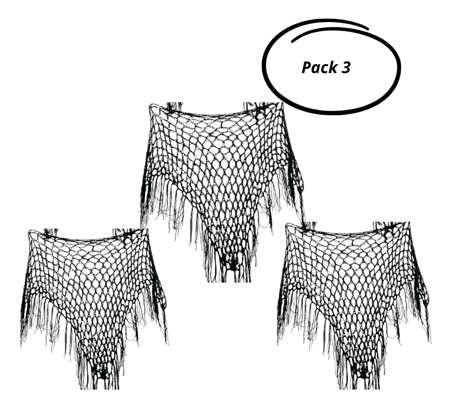Pack 3 Puntilla Chal Traje Tipico Chilote Niña Talla Grande 1