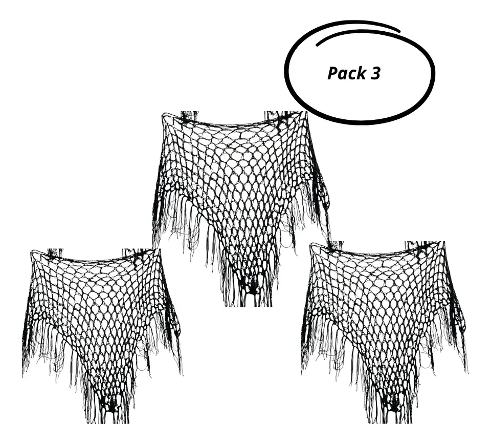 Pack 3 Puntilla Chal Traje Tipico Chilote Niña Talla Grande 1