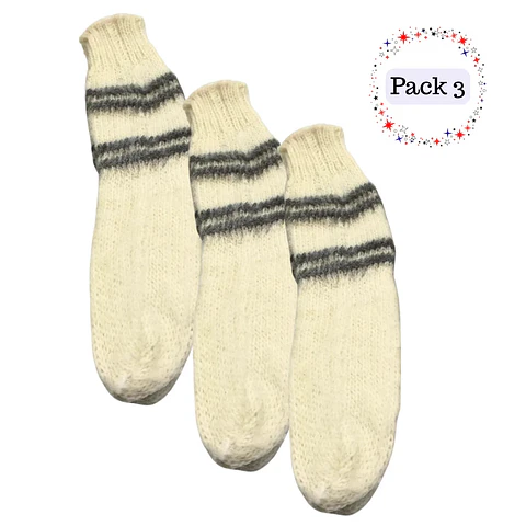 Pack 3 Chilote Calceta Calcetines Lana Para El Frio