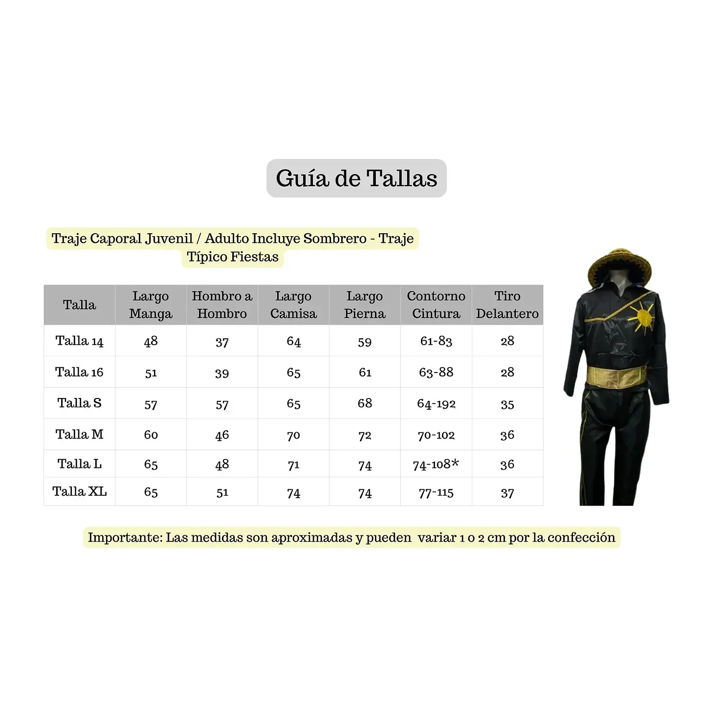 Traje Caporal Juvenil /adulto Incluye Sombrero - Traje Típico 4