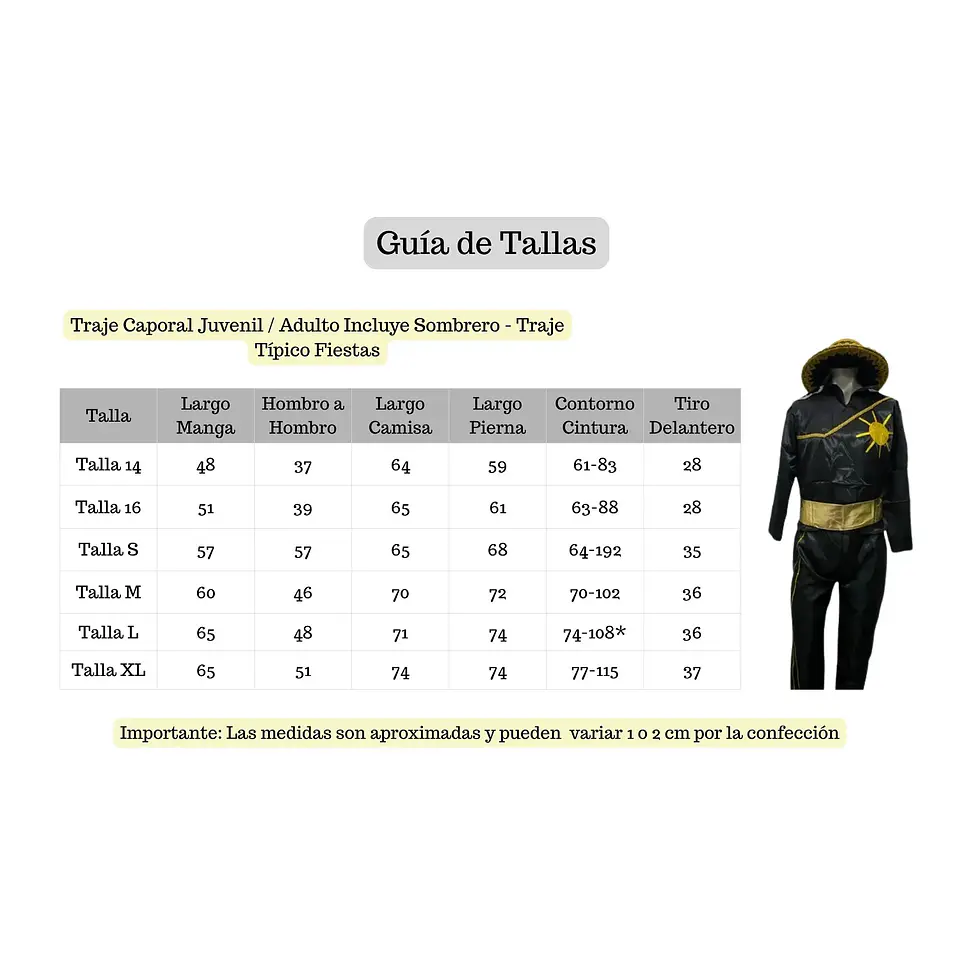 Traje Caporal Juvenil /adulto Incluye Sombrero - Traje Típico 4