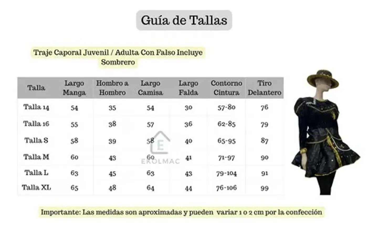 Traje Caporal Juvenil / Adulta Con Falso Incluye Sombrero Fiestas Patria  3