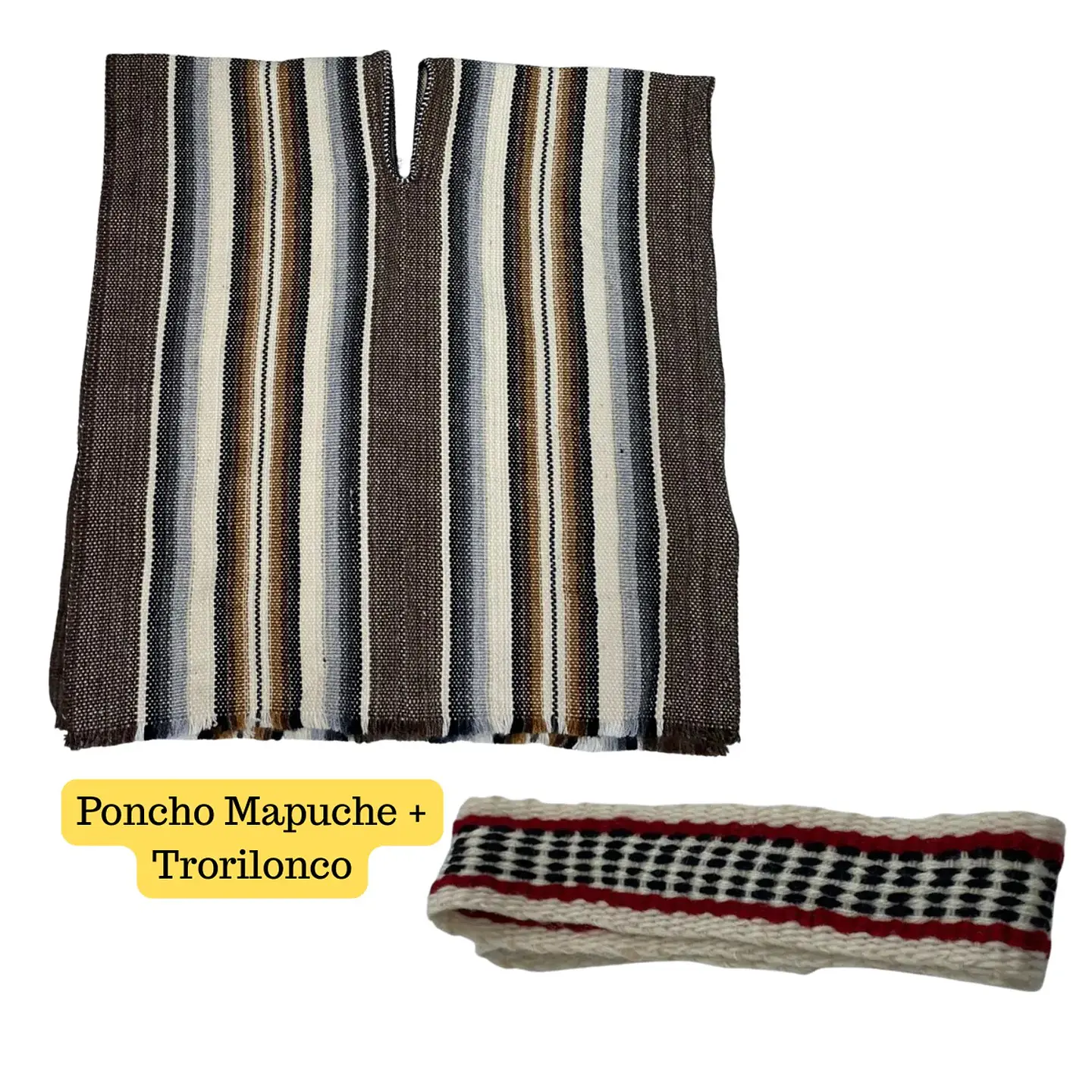 Poncho Mapuche Tradicional + Trarilonco Niño / Juvenil Fiestas Patraias 3