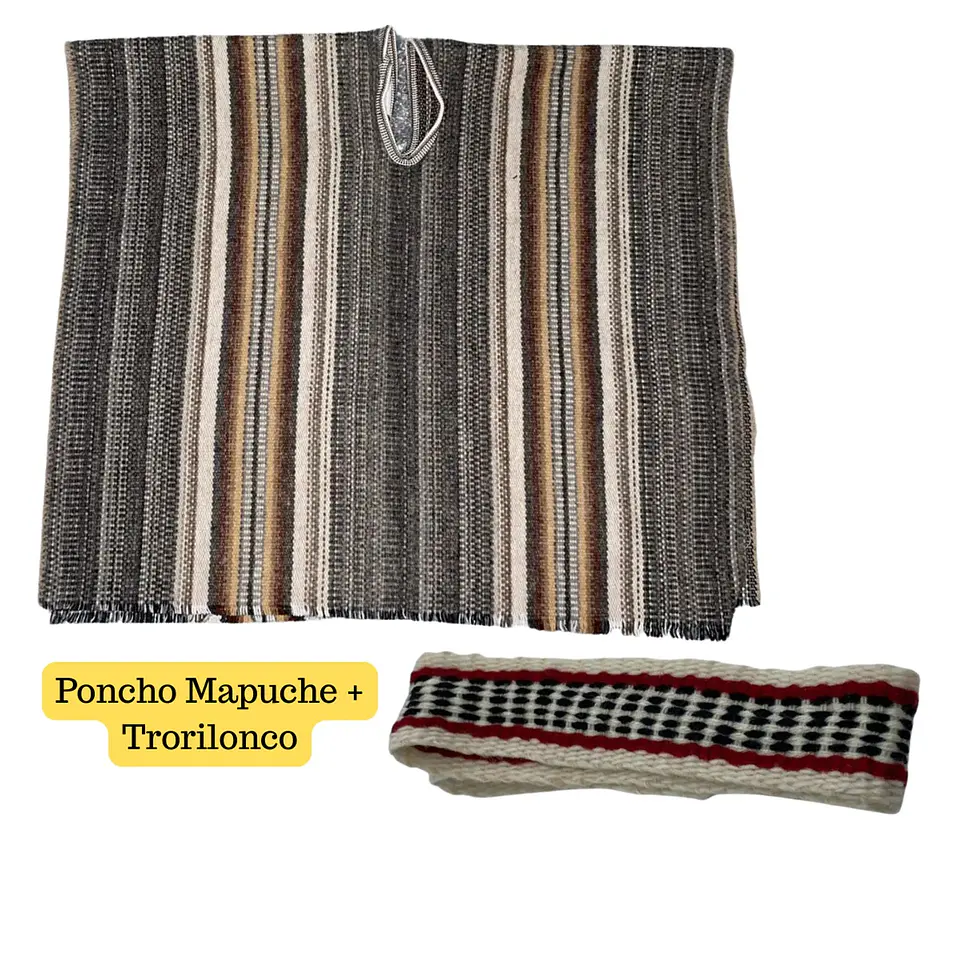 Poncho Mapuche Tradicional + Trarilonco Niño / Juvenil Fiestas Patraias 4