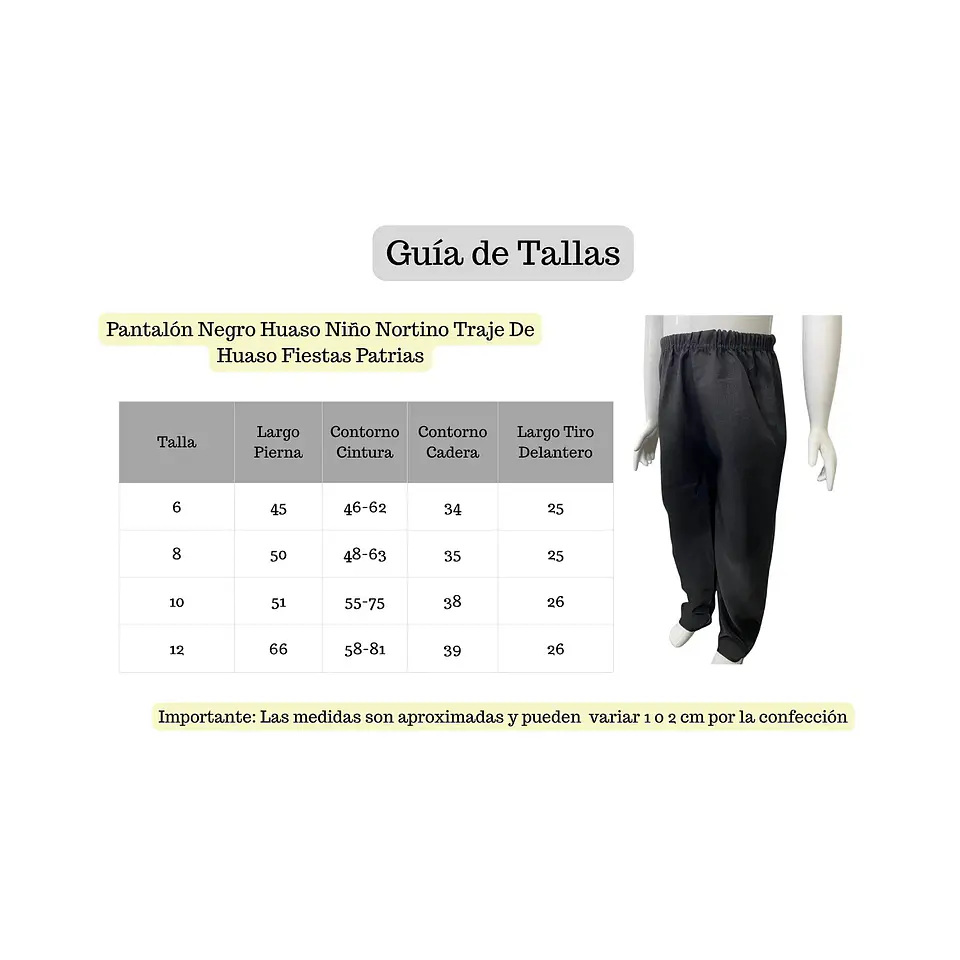 Pantalón Negro Huaso Niño Nortino Traje De Huaso Fiestas Patrias 2