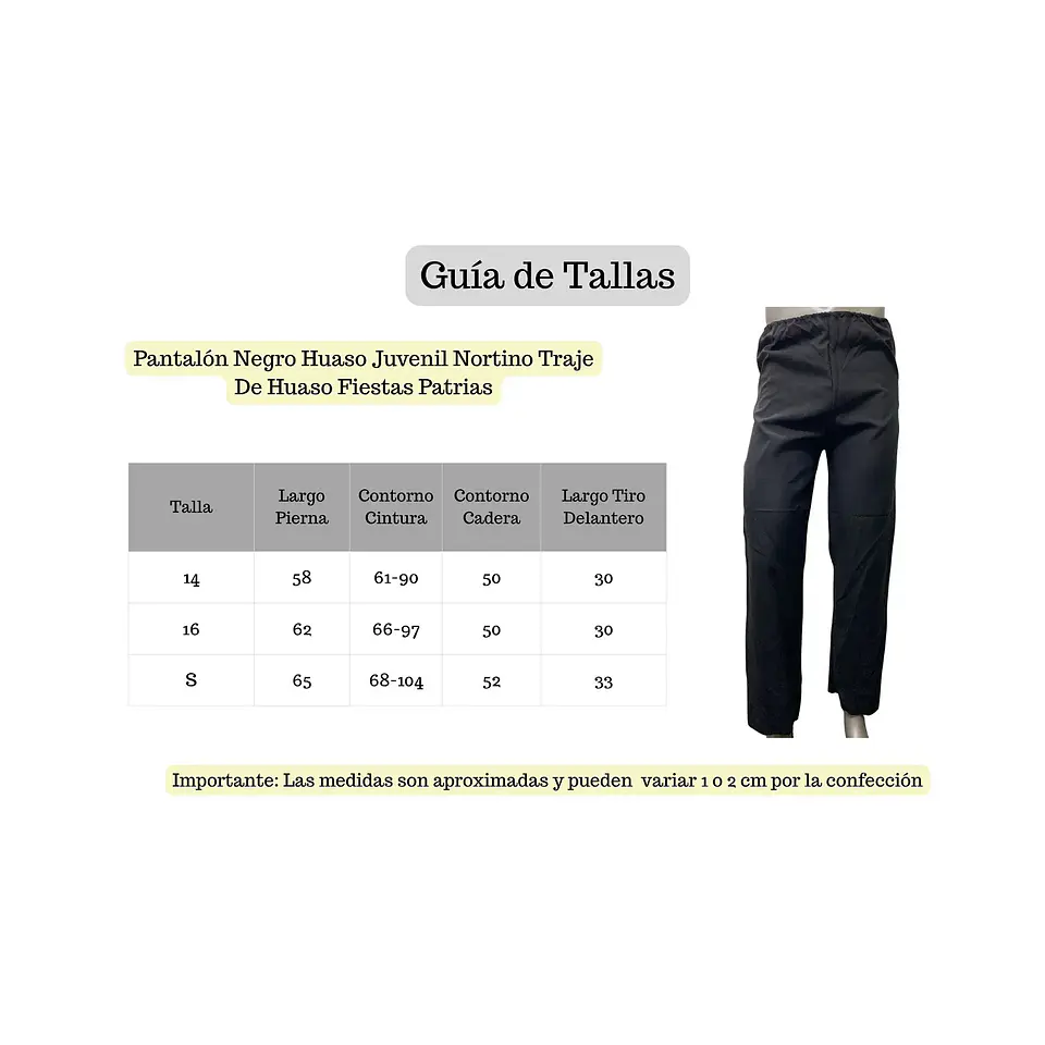 Pantalón Negro Huaso Juvenil Nortino Traje De Huaso Fiestas Patrias 3