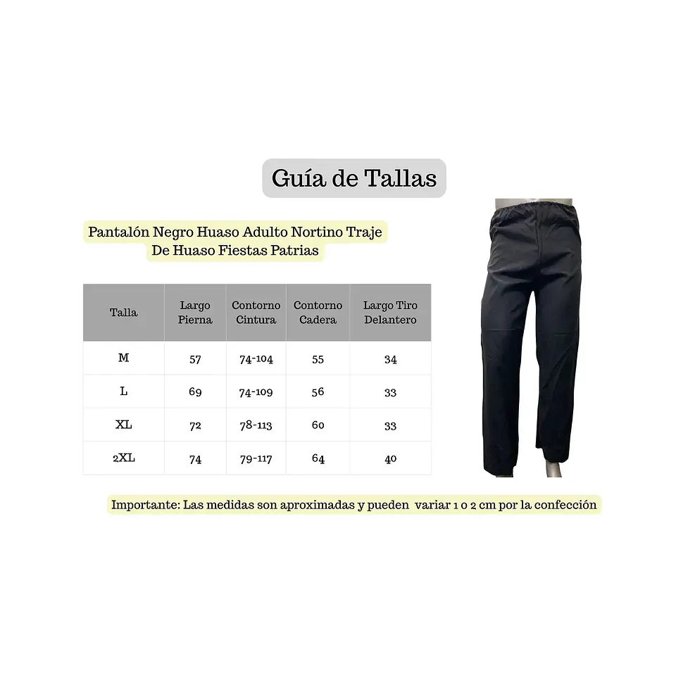 Pantalón Negro Huaso Adulto Nortino Traje De Huaso Fiestas Patrias 1
