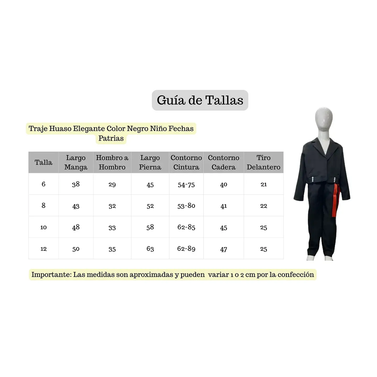 Traje Huaso Elegante Color Negro Niño Fechas Patrias 4