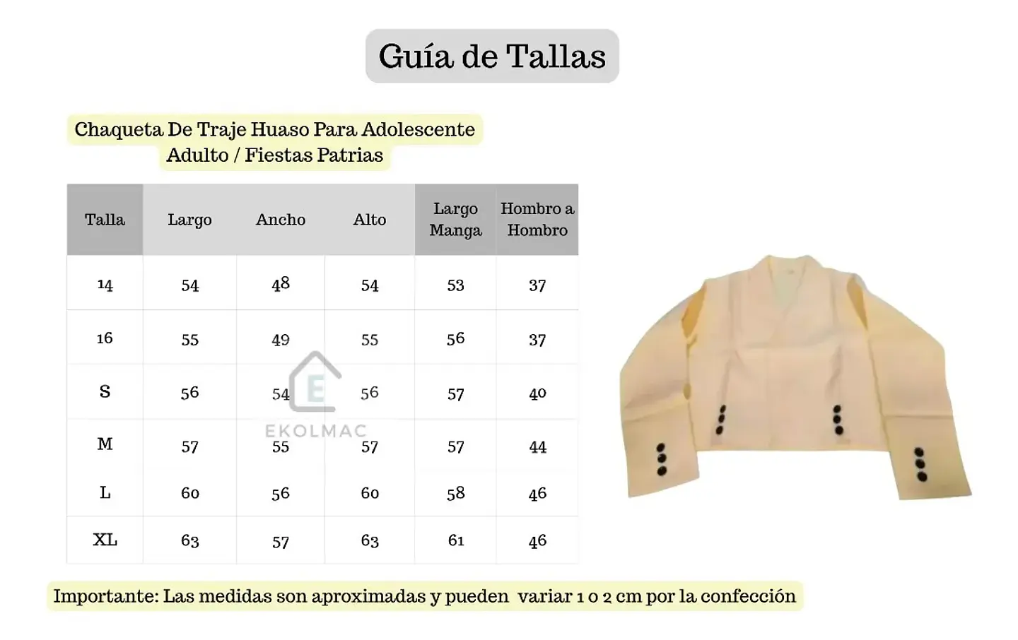 Chaqueta De Traje Huaso Para Adolescente Adulto 9