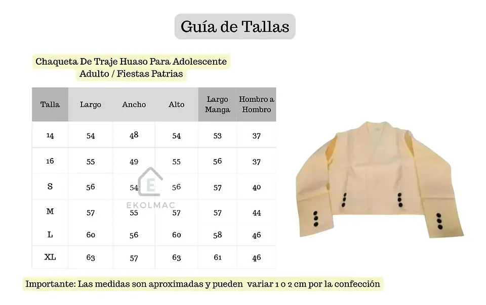 Chaqueta De Traje Huaso Para Adolescente Adulto 9